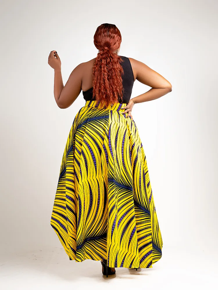 African Print Imani High Low Maxi Skirt