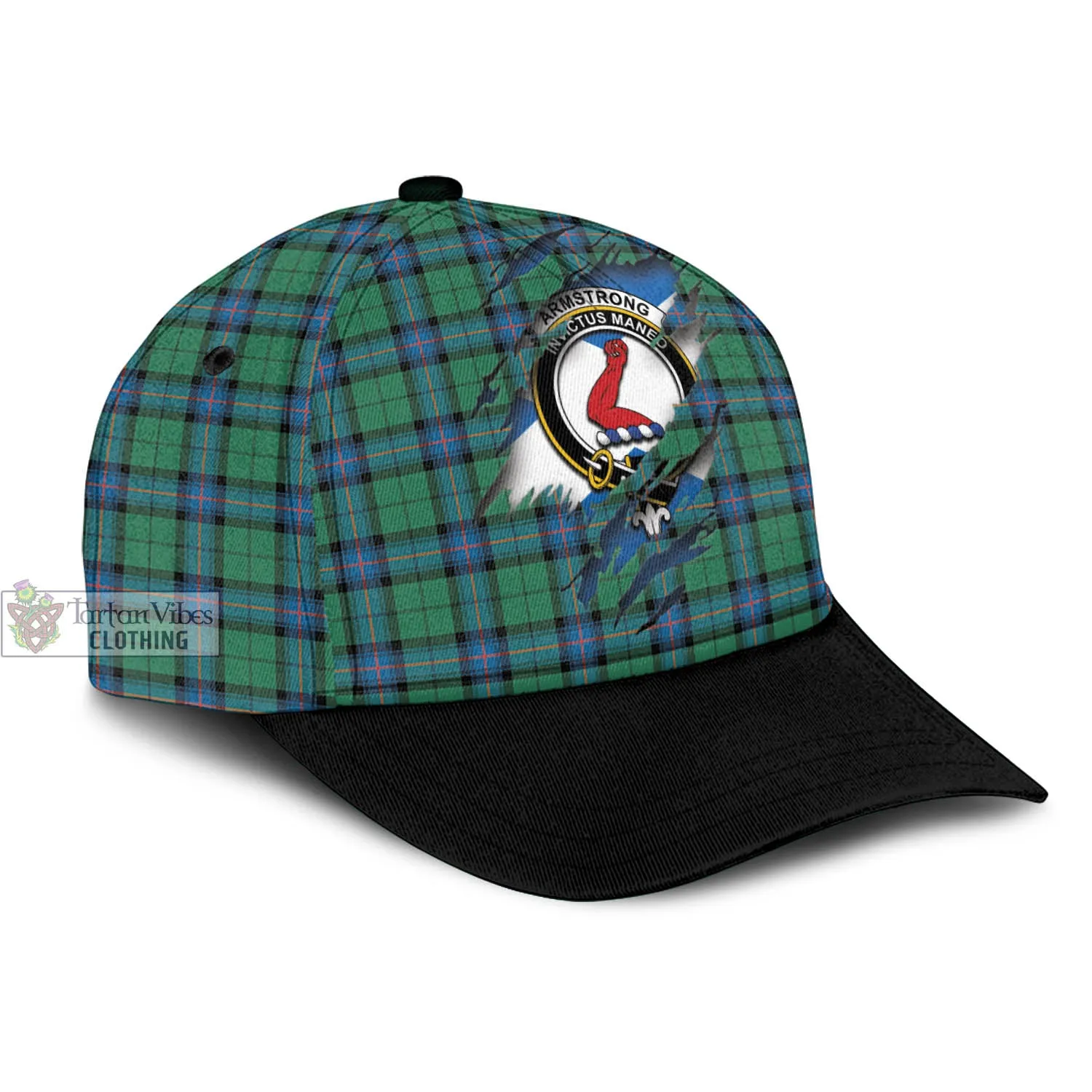 Armstrong Ancient Tartan Classic Cap with Family Crest In Me Style