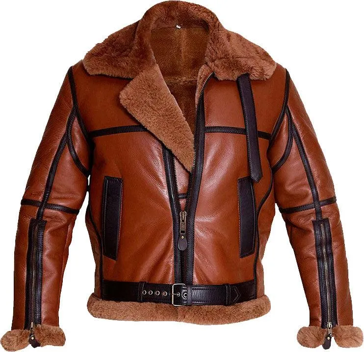 Aviator Brown Bomber Leather Jacket