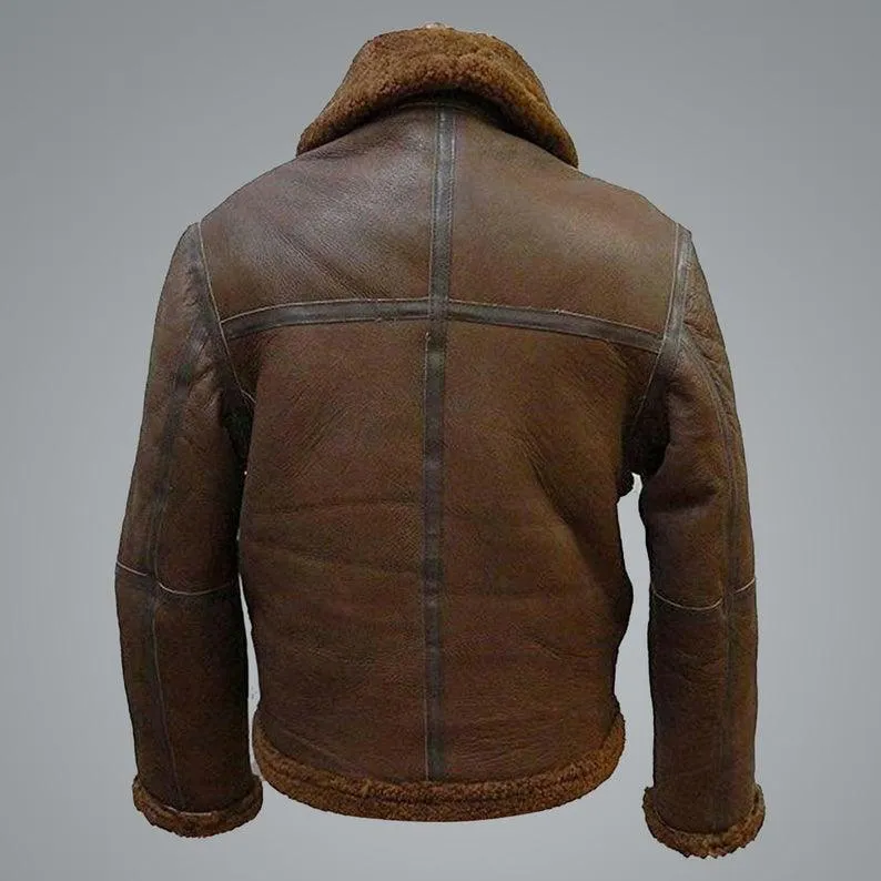 B3 Aviator RAF Shearling Bomber Jacket for Men