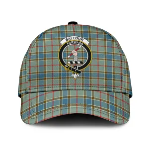 Balfour Blue Tartan Classic Cap with Family Crest