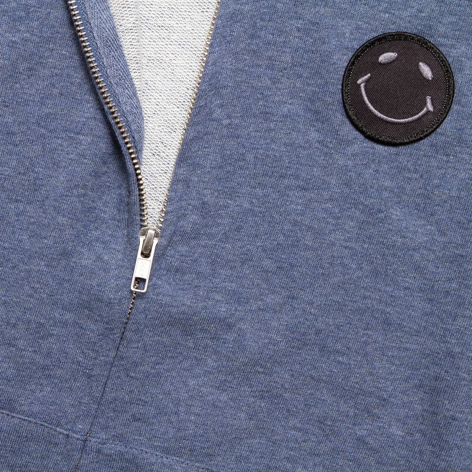 BB Smiley Crest - Zipped Hood - Blue