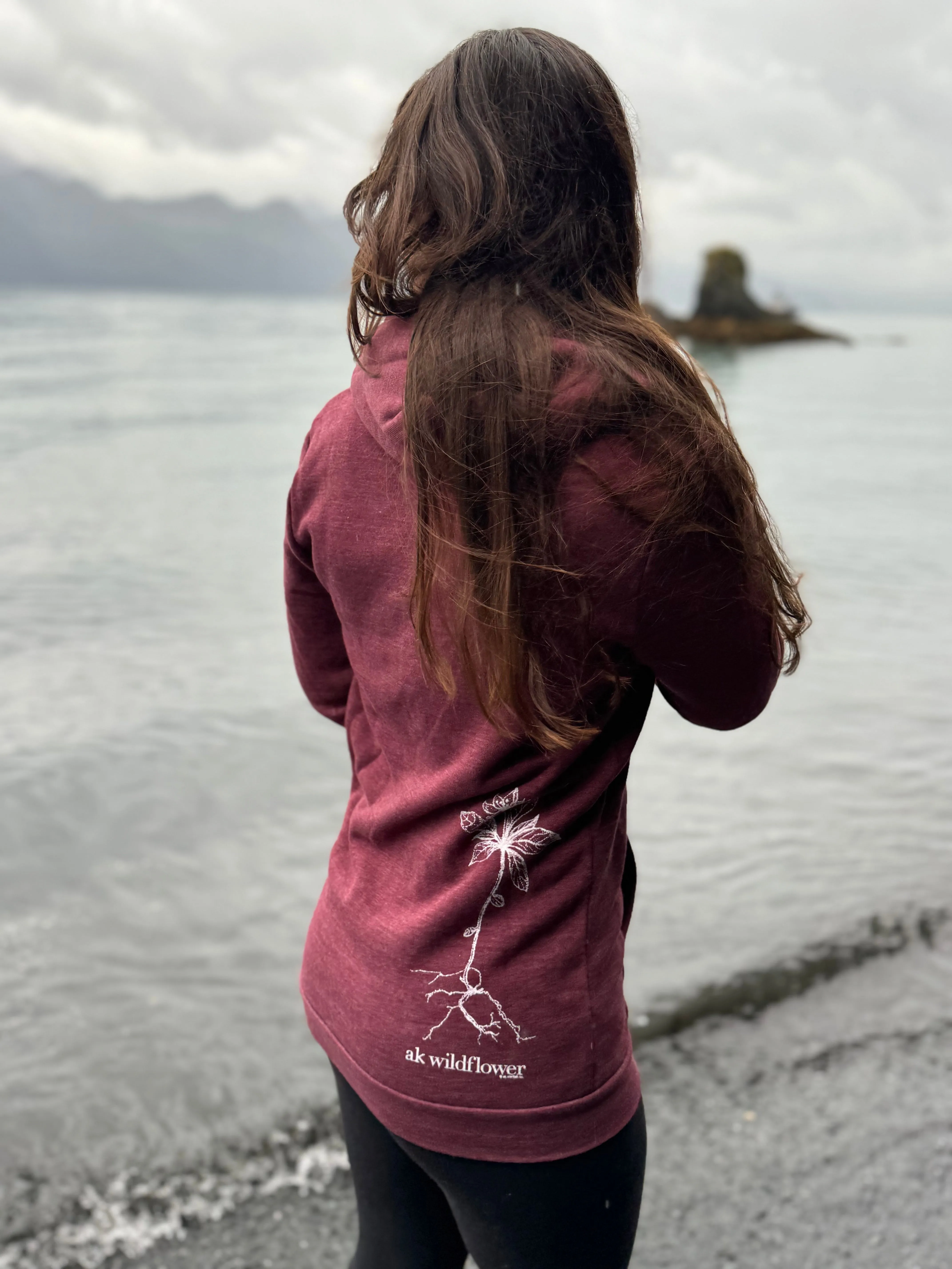 Beach Rose AK Wildflower Triblend Zipped Hoody $69.00