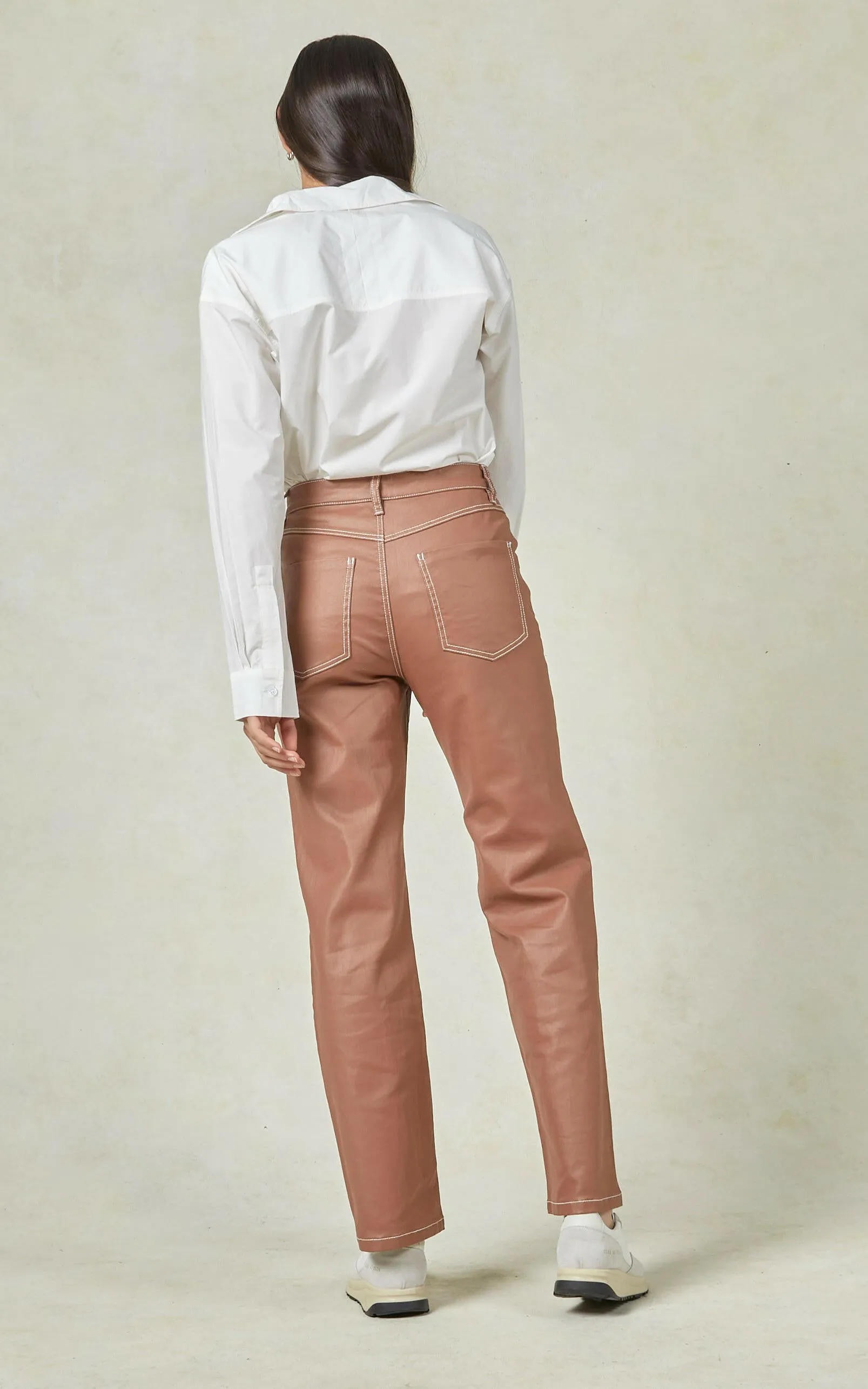 Betzy Coated Denim Copper Jeans