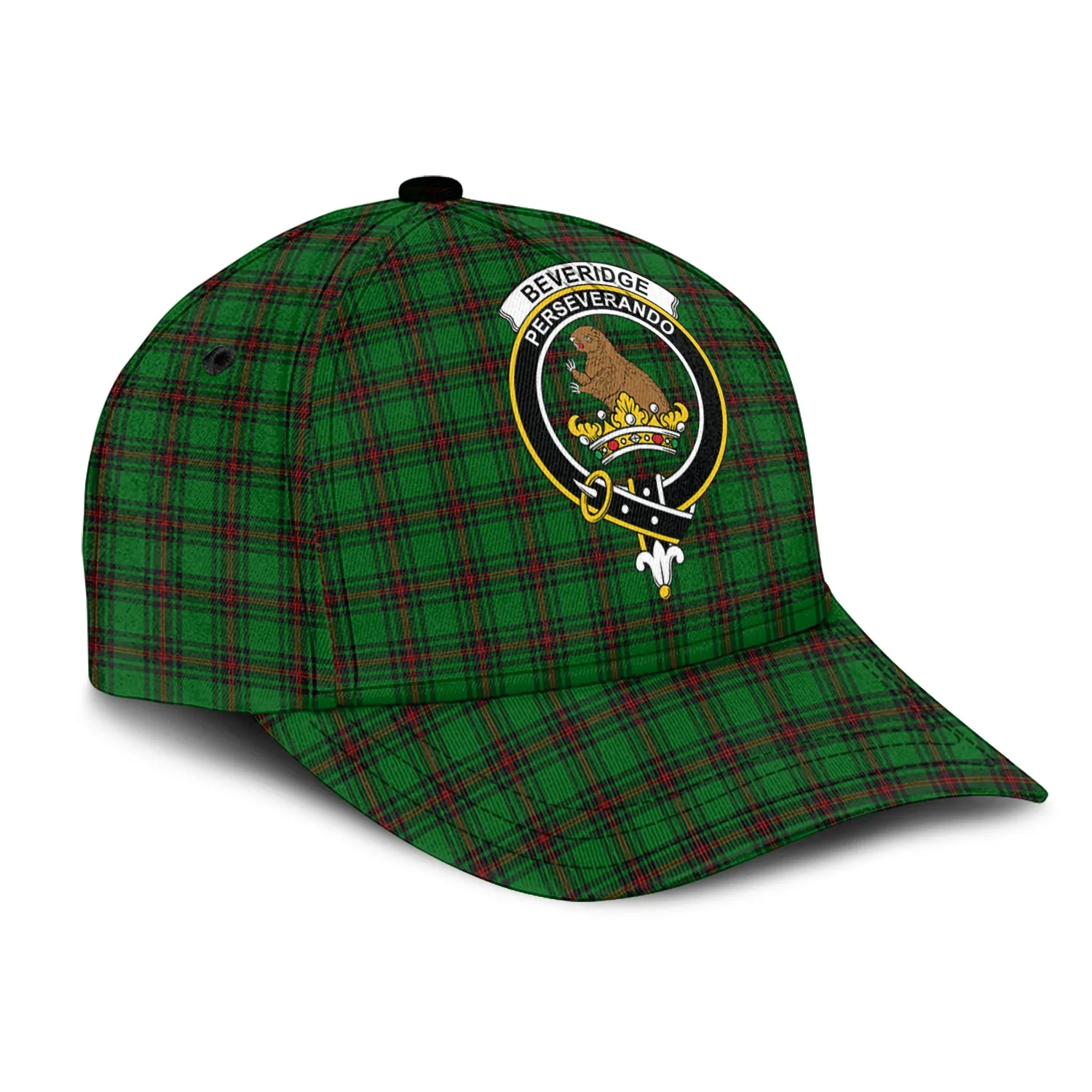 Beveridge Tartan Classic Cap with Family Crest