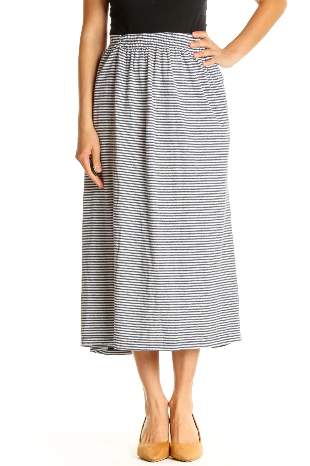 Blue and White Striped Classic A-Line Skirt