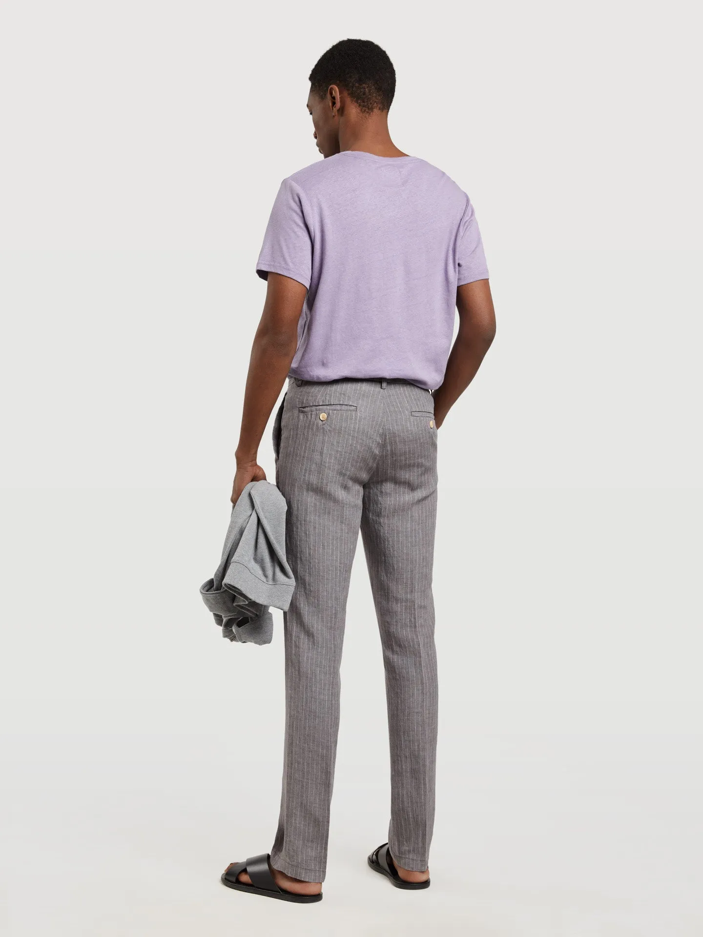 Chalk stripe Slim Fit Linen Chino Trouser