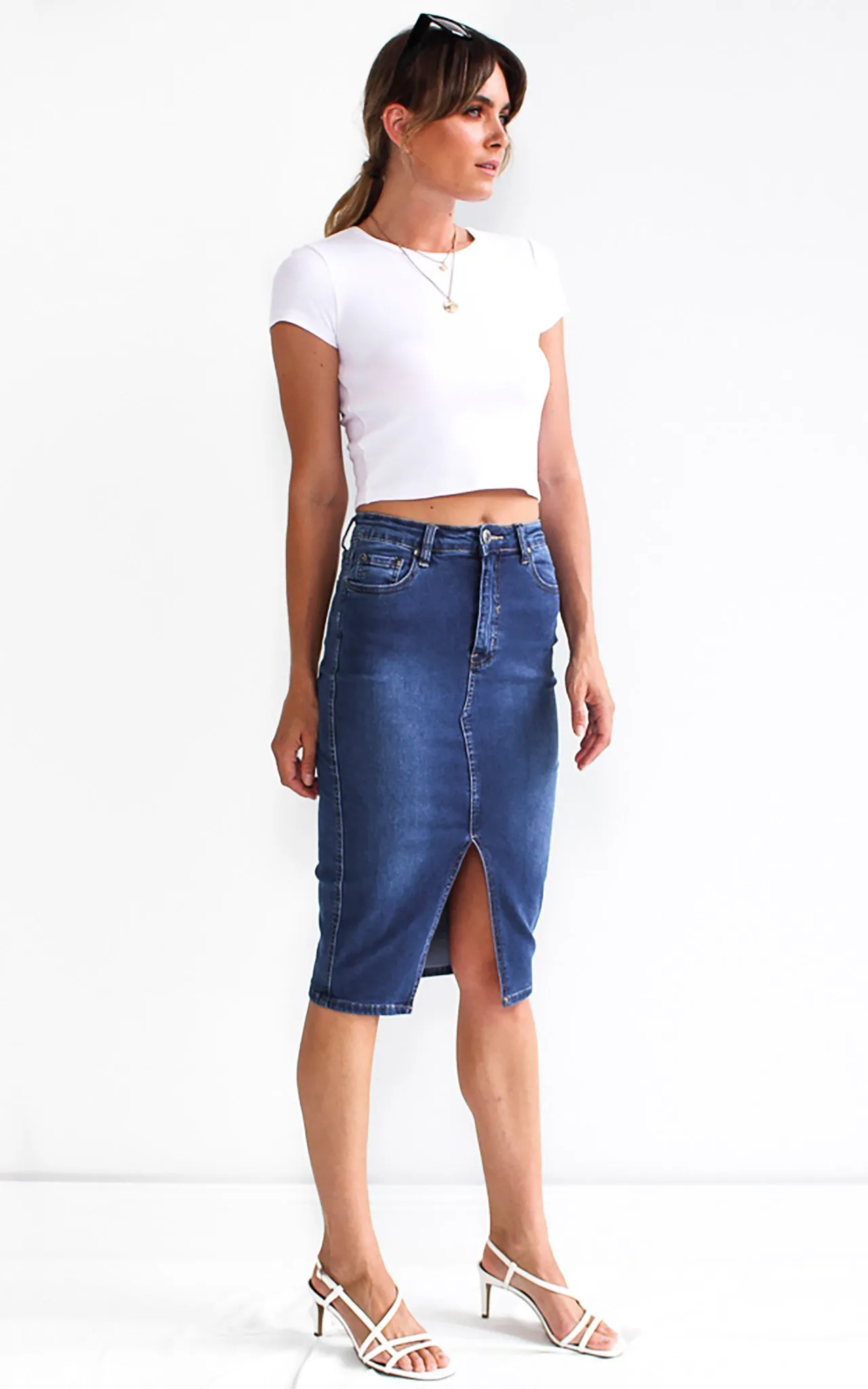 Christina Denim Skirt- Dark Blue