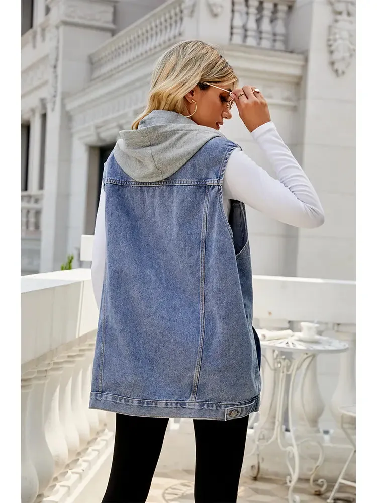 Classic Hooded Denim Vest