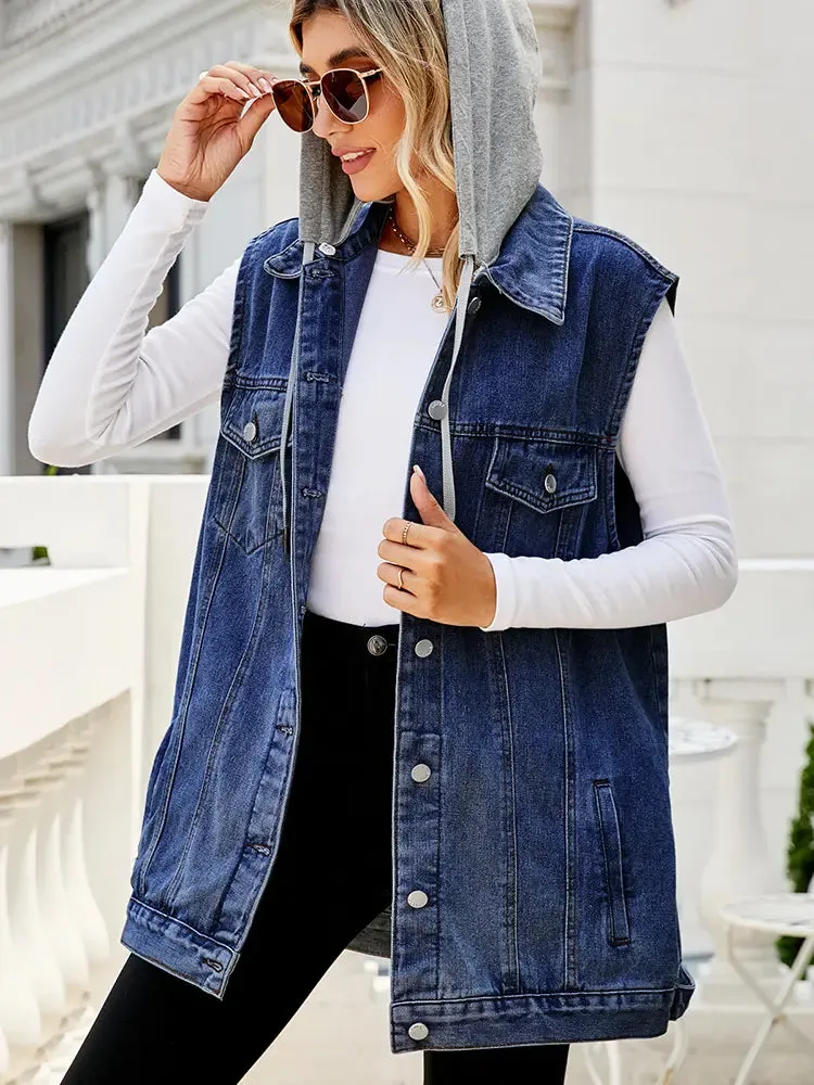 Classic Hooded Denim Vest