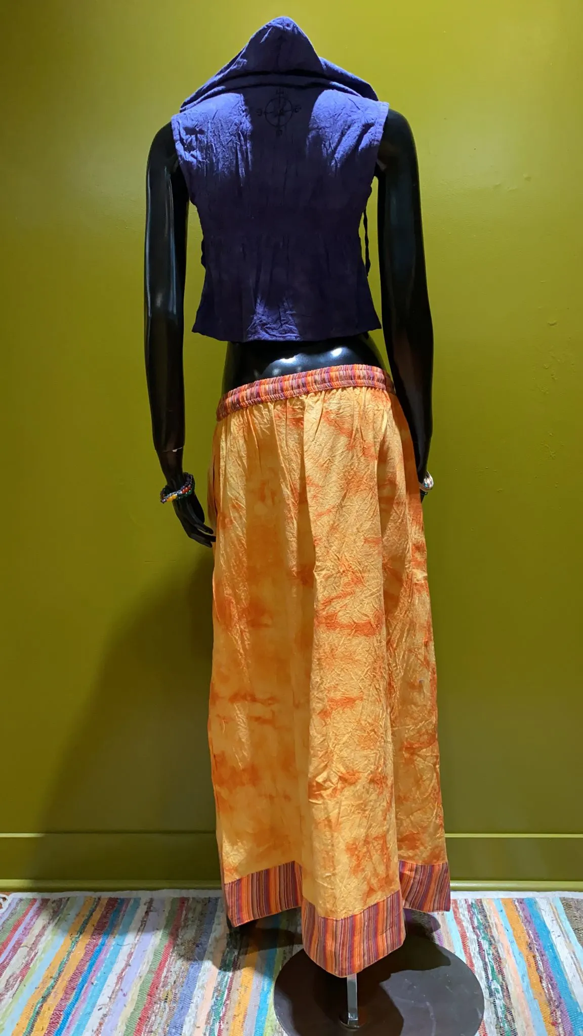 Cotton Drawstring Long Skirt - Tie Dye