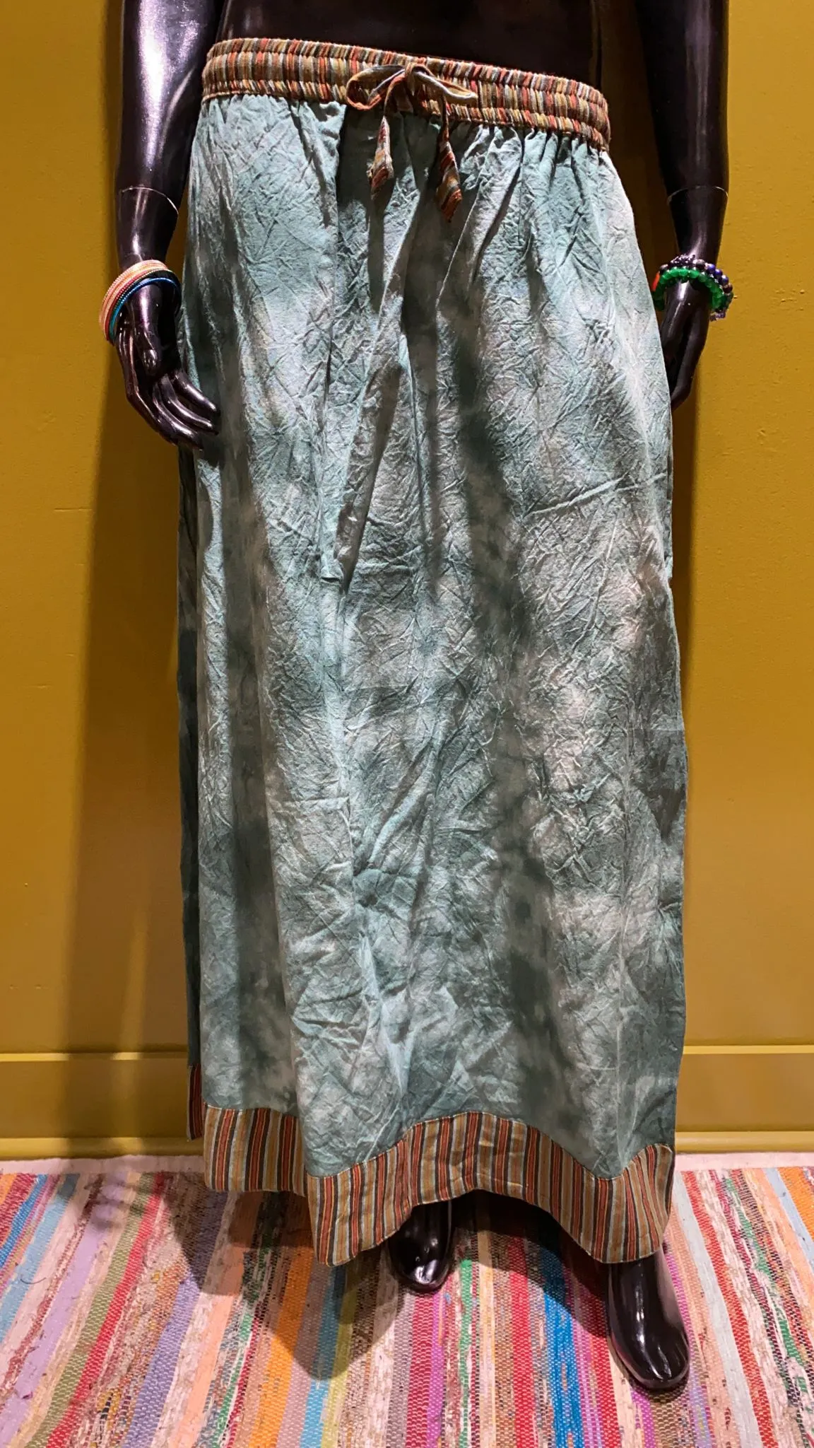 Cotton Drawstring Long Skirt - Tie Dye