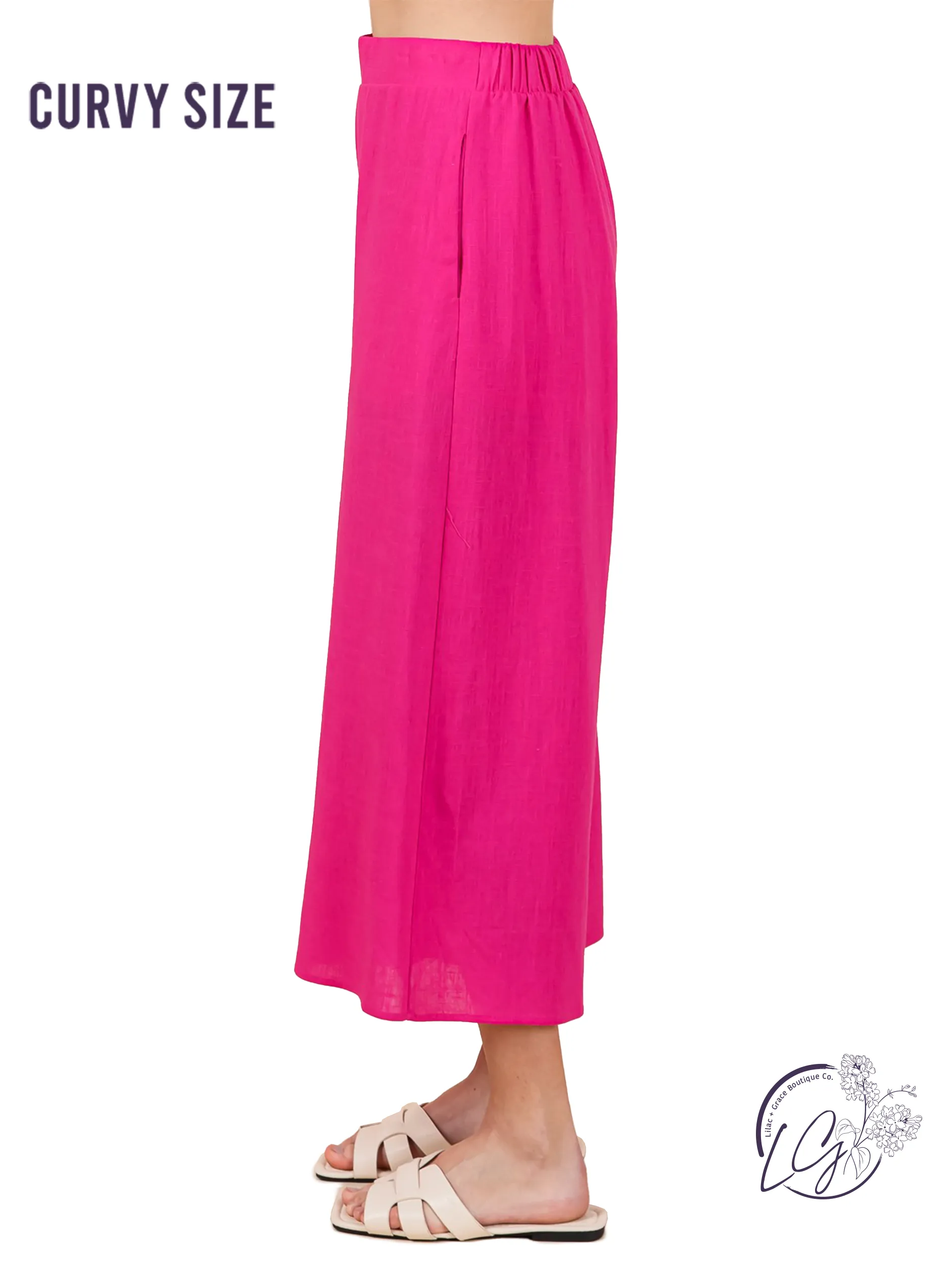 Curvy Light & Luxe Wide Leg Linen Pants