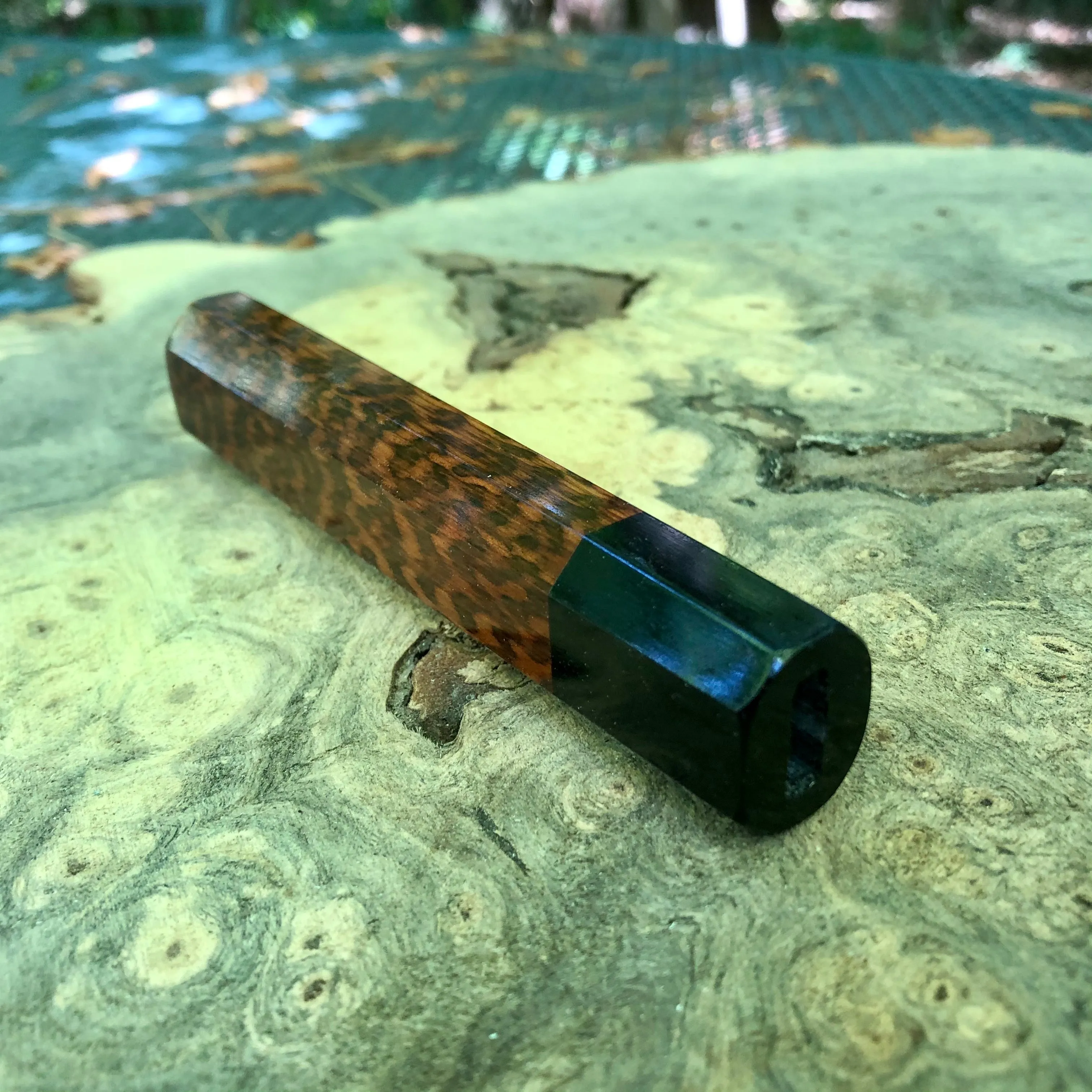 Custom Japanese Knife handle (wa handle) - Snakewood and horn