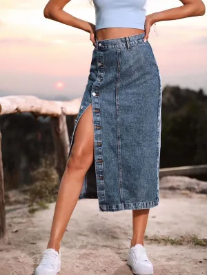 Denim midi skirt