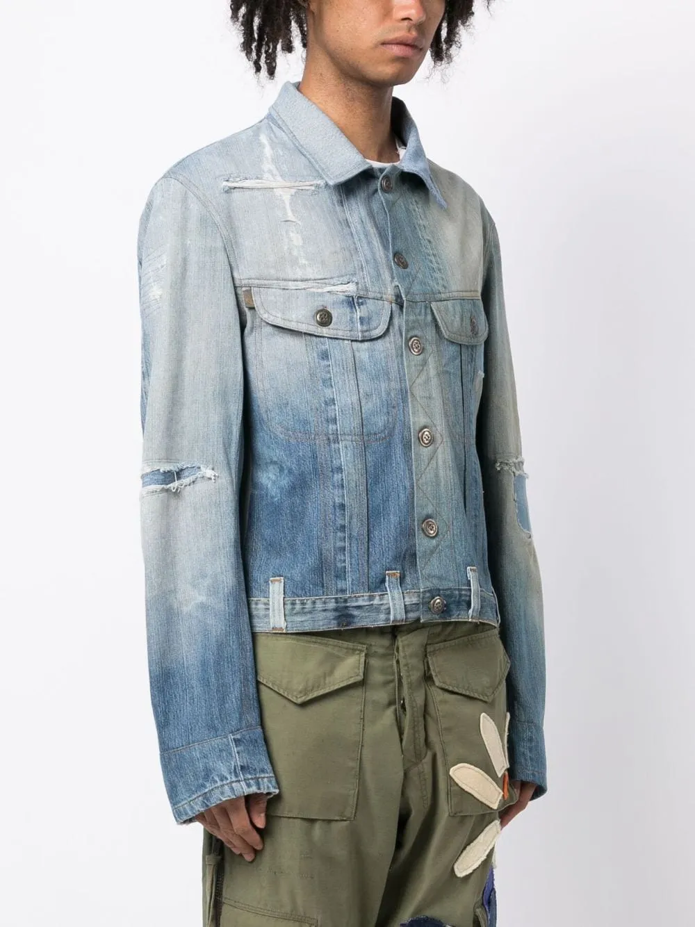 Distressed-Effect Denim Jacket