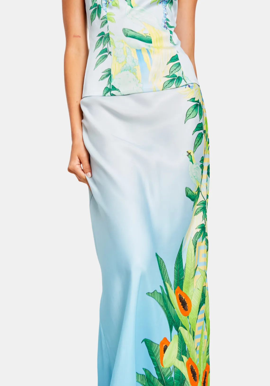 EDEN ILLUSTRATED MAXI SKIRT BLUE