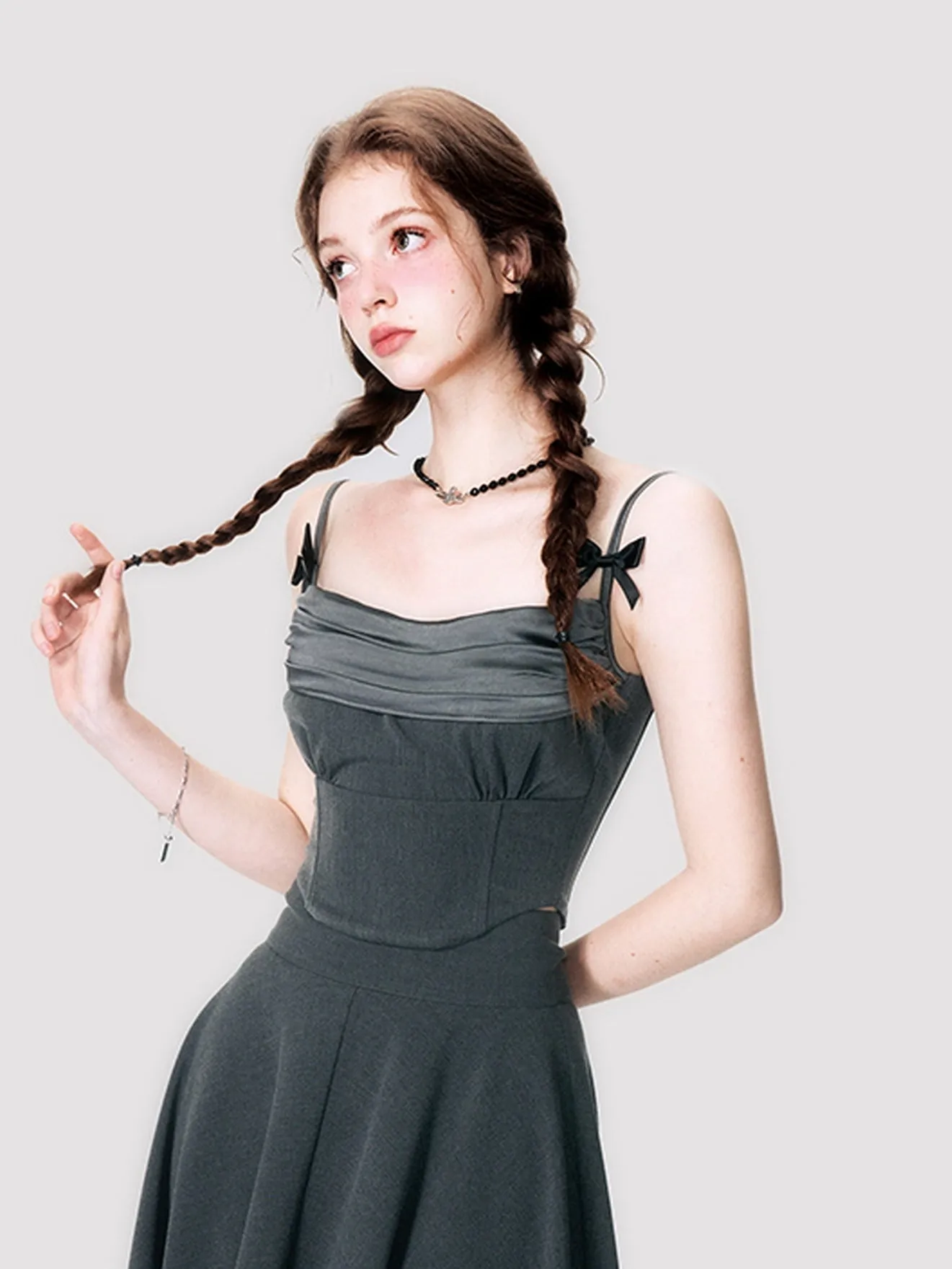 Elegant Ribbon Camisole & Long Skirt Set