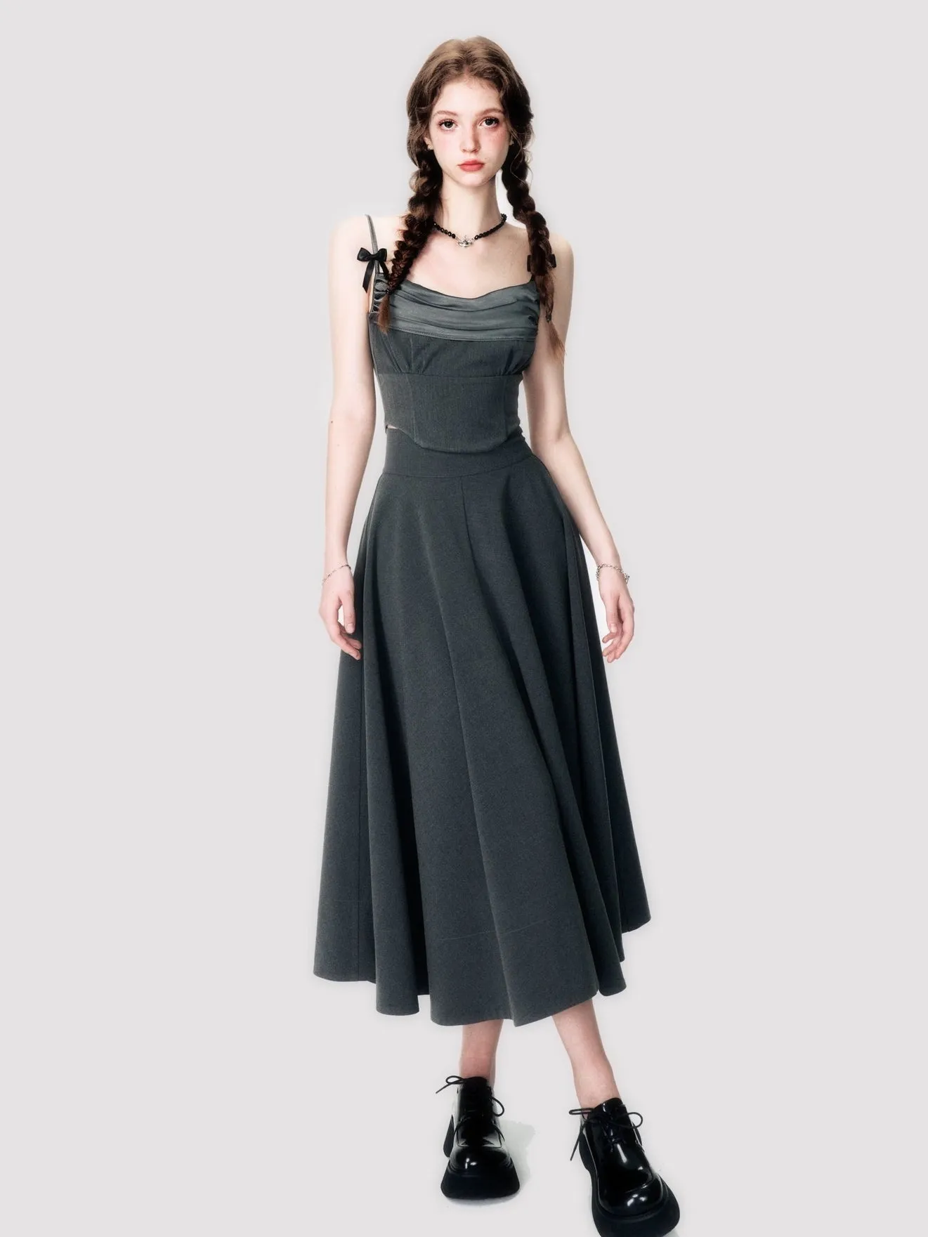 Elegant Ribbon Camisole & Long Skirt Set