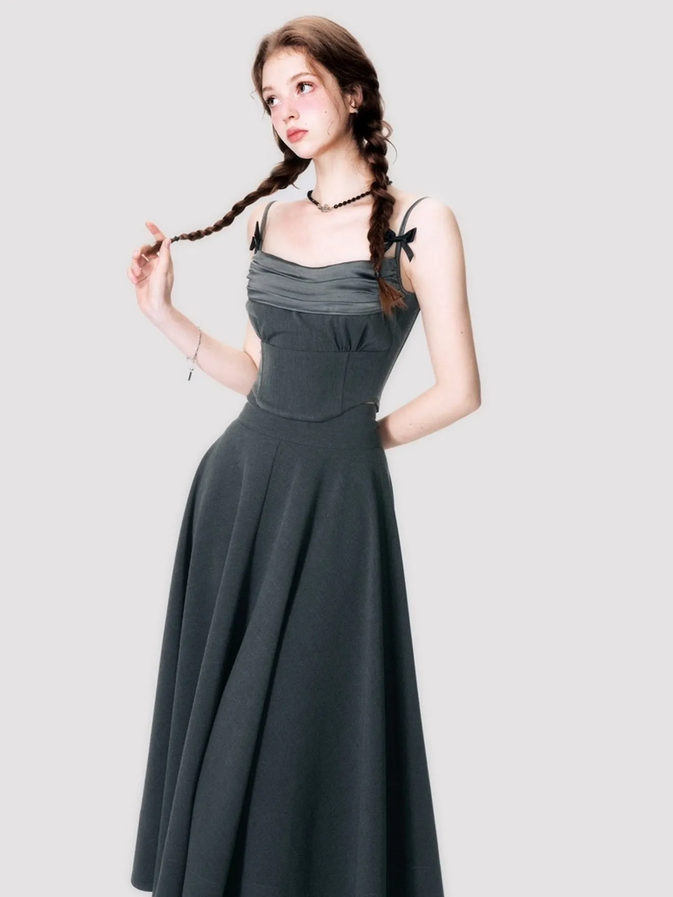 Elegant Ribbon Camisole & Long Skirt Set