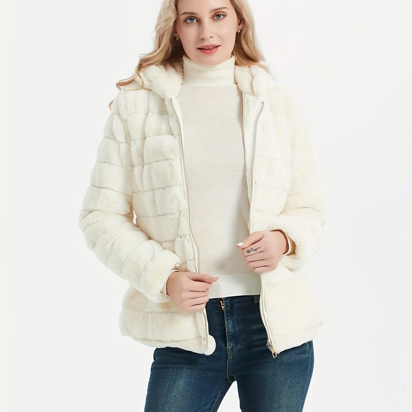 Elise | Stylish solid color teddy coat