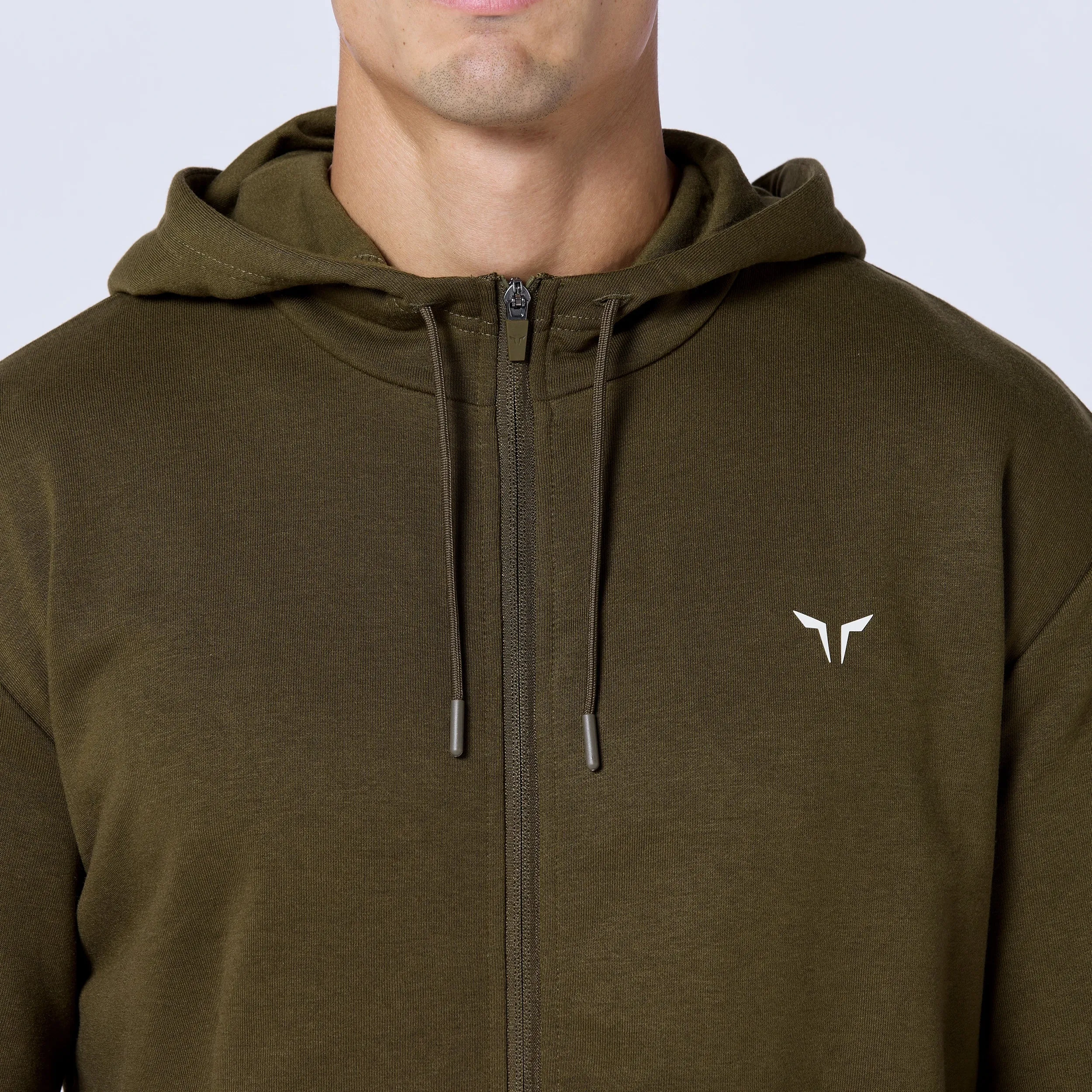 Essential Zipped Hoodie - Dark Olive