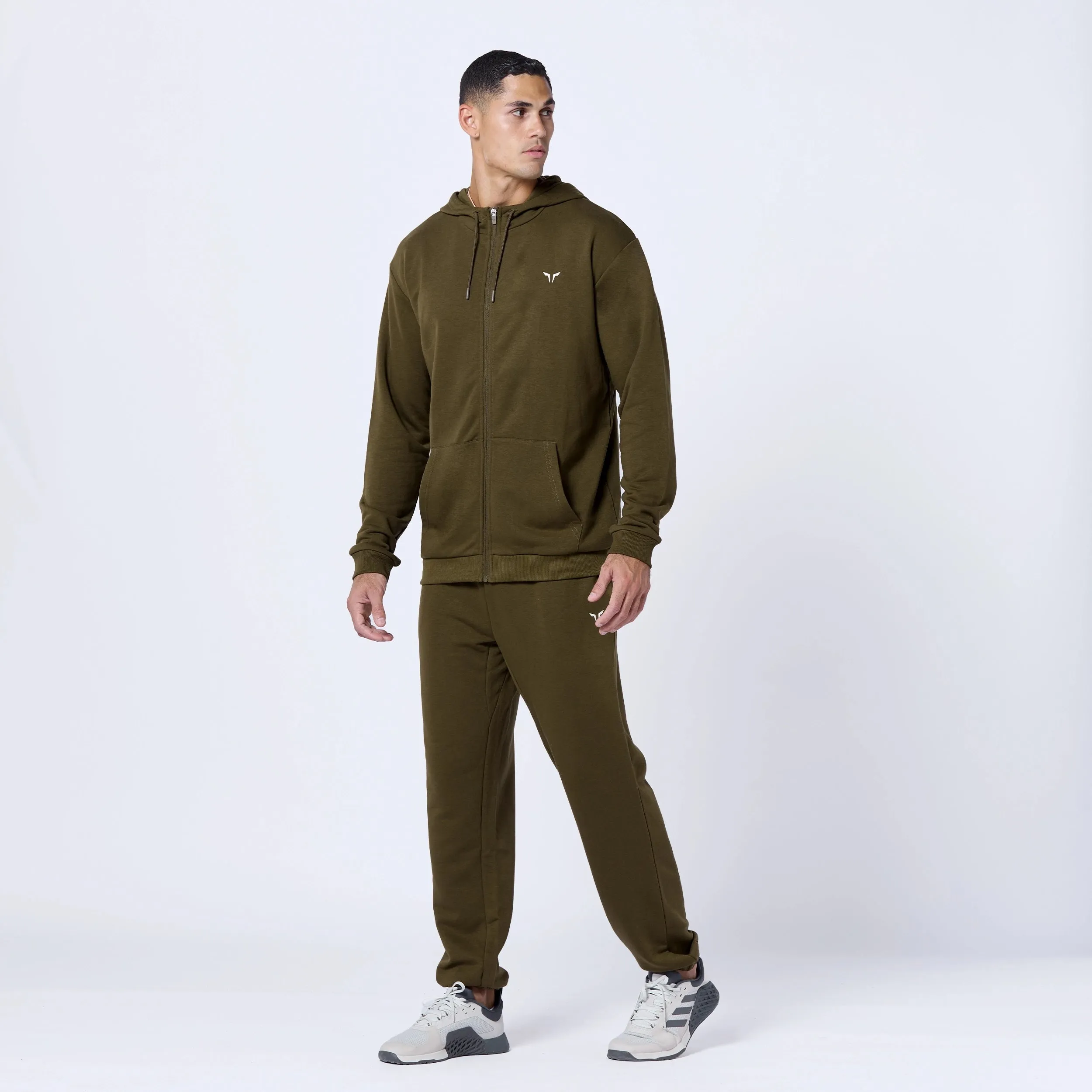 Essential Zipped Hoodie - Dark Olive