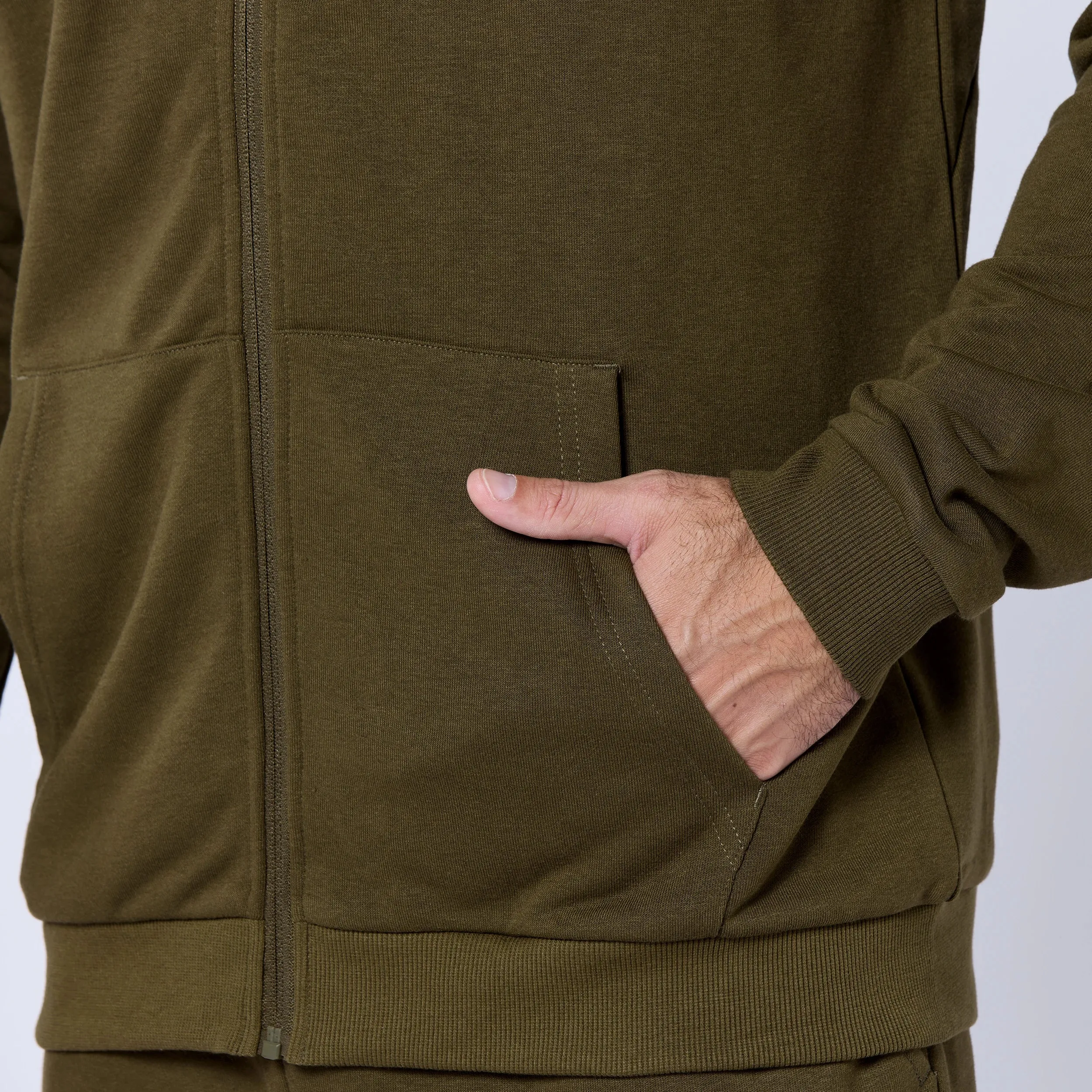 Essential Zipped Hoodie - Dark Olive