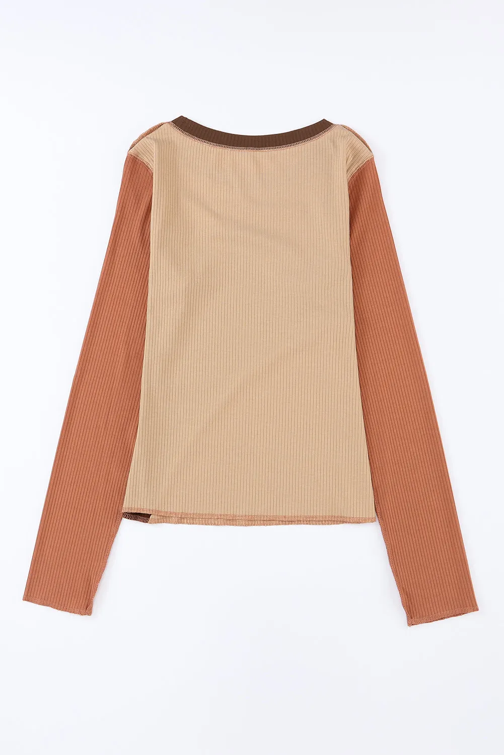 Expose Seam Color Block Ribbed Knit Top