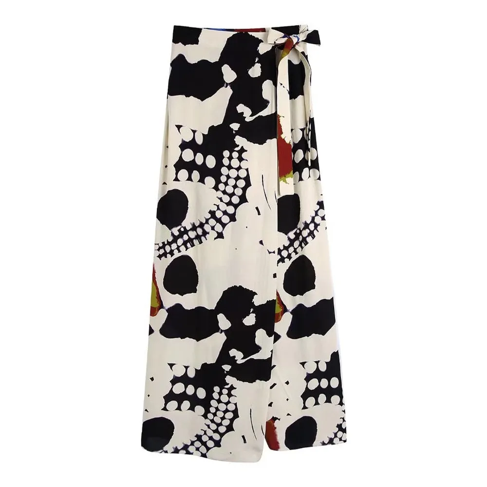 Fiona Printed Wide Leg Wrap Trouser