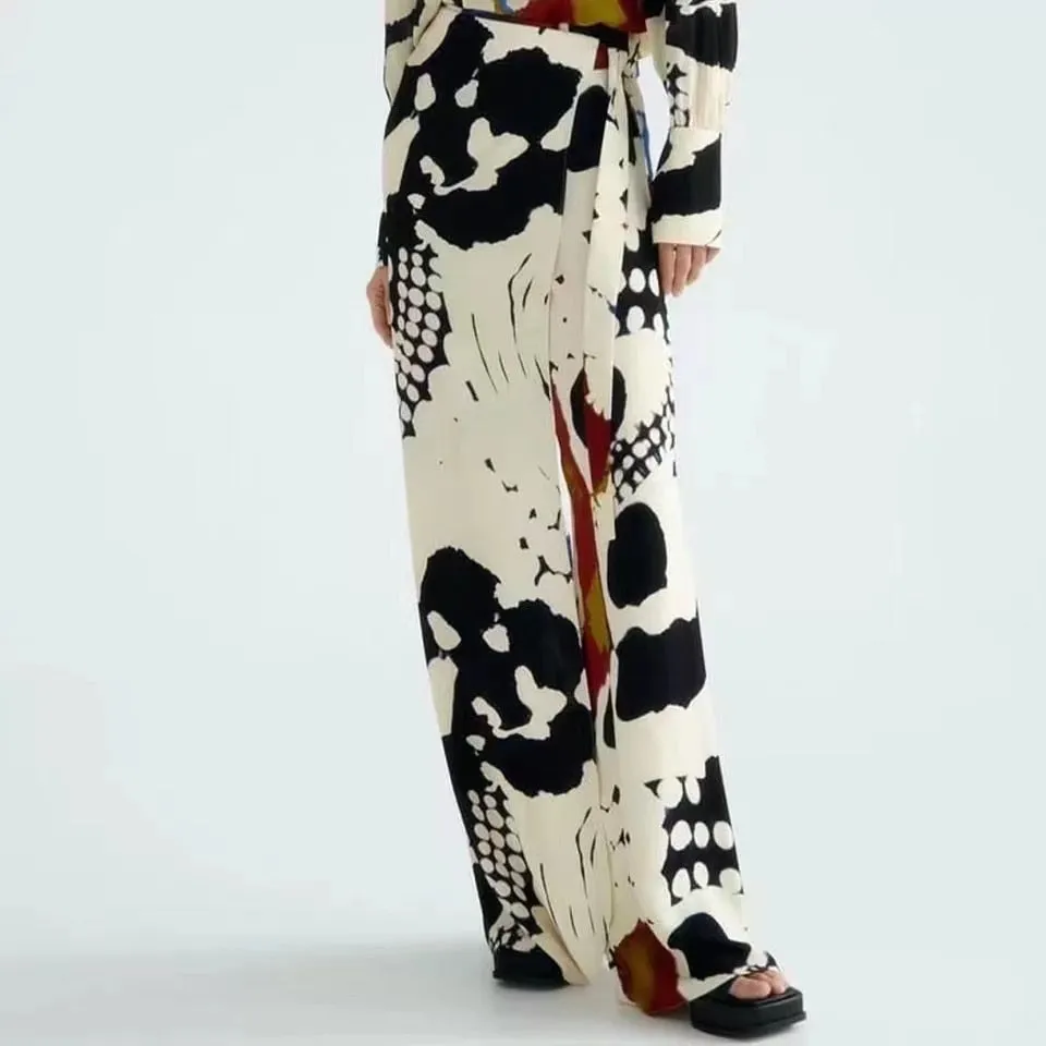 Fiona Printed Wide Leg Wrap Trouser