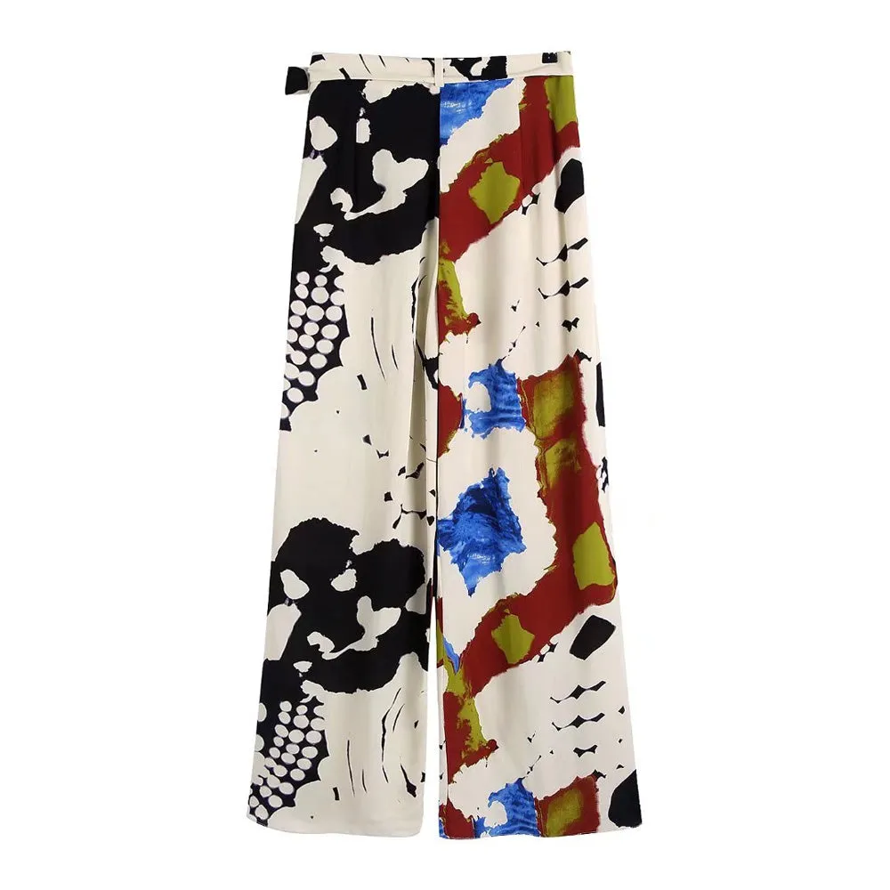 Fiona Printed Wide Leg Wrap Trouser