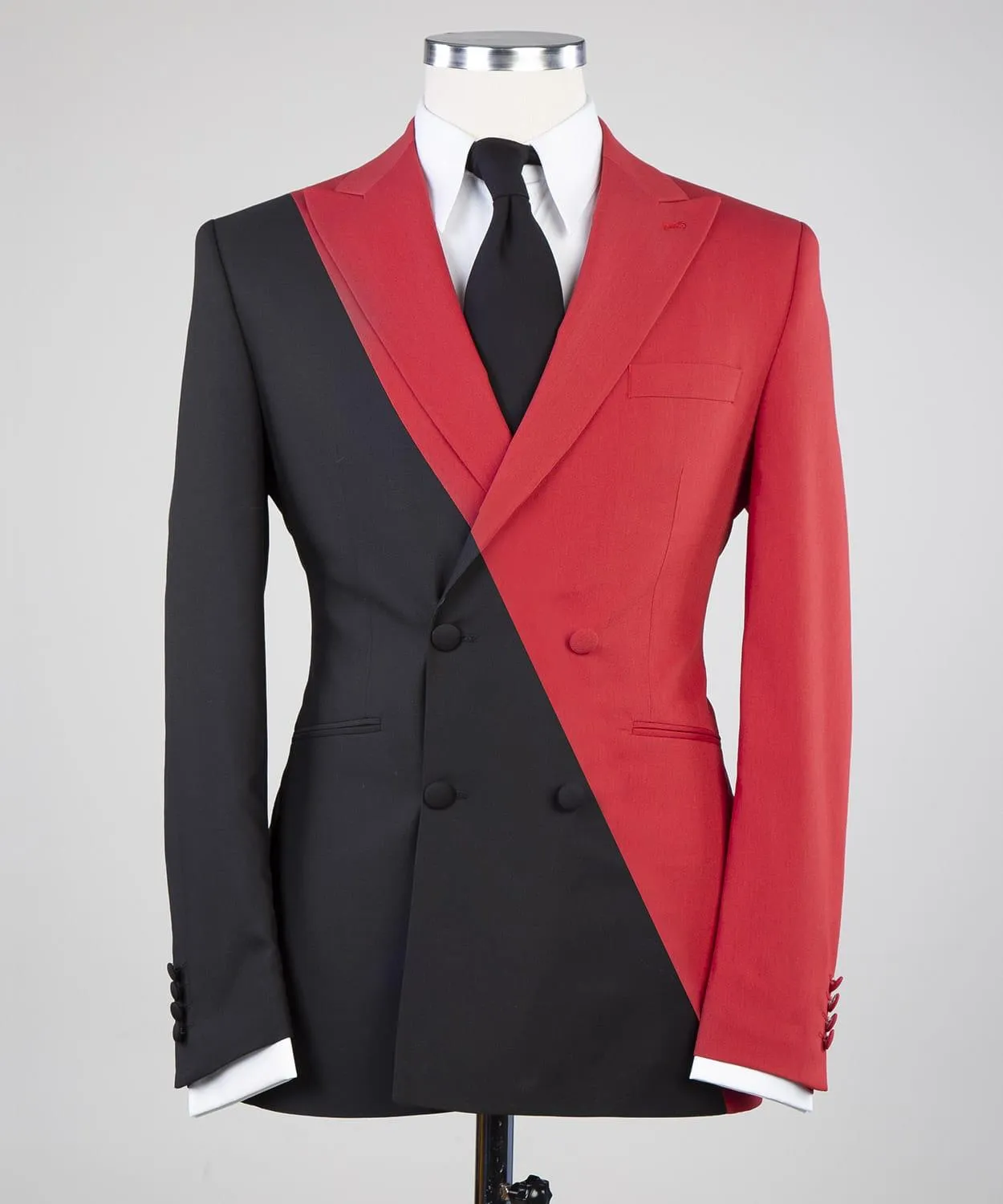 Frederick Stunning Red and Black Slim Fit Double-Breasted Bespoke Men’s Suit