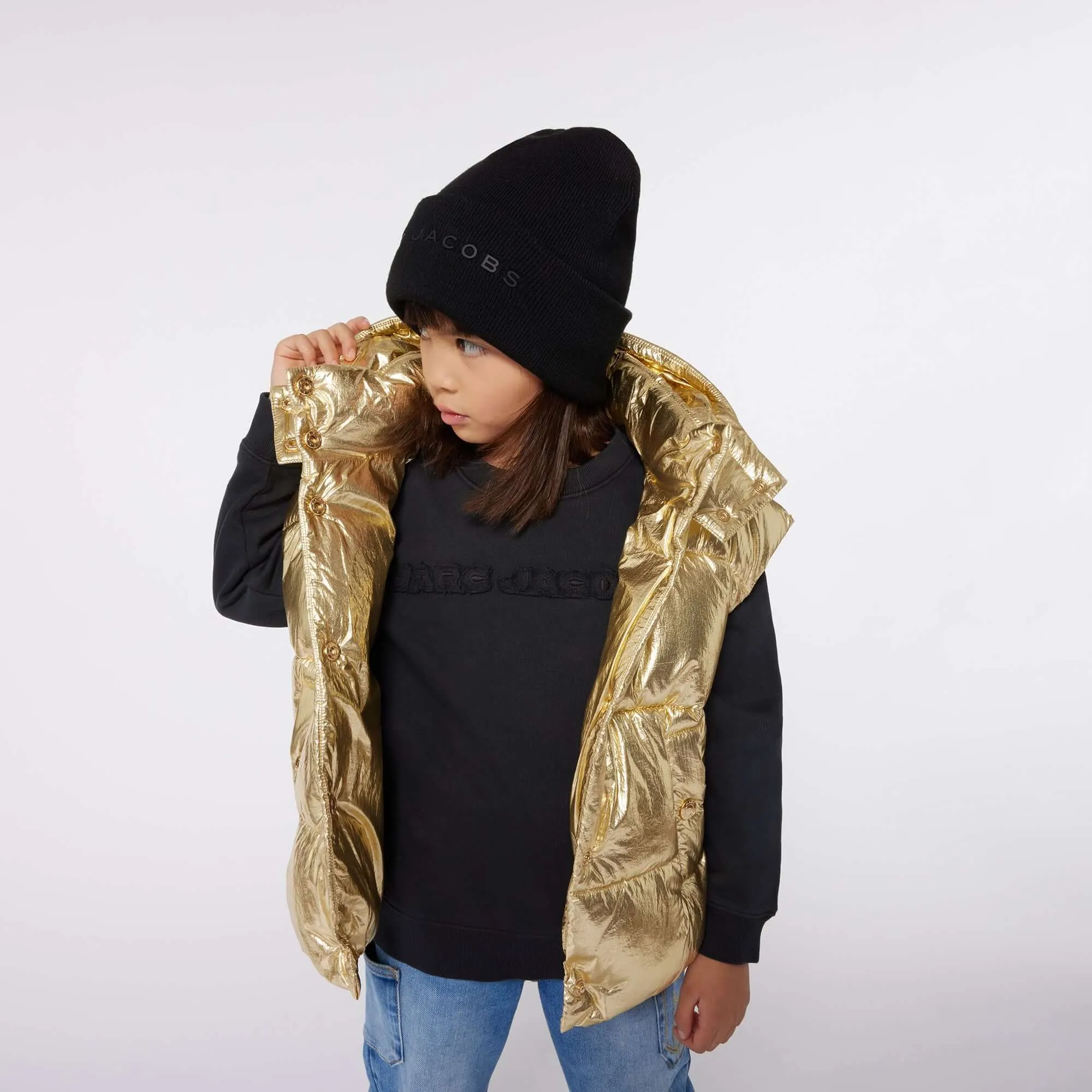 Girls Gold Puffer Gilet