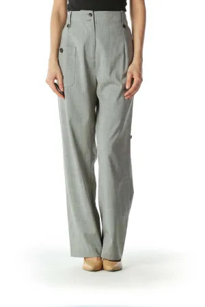 Gray High Waisted Wide Leg Pant