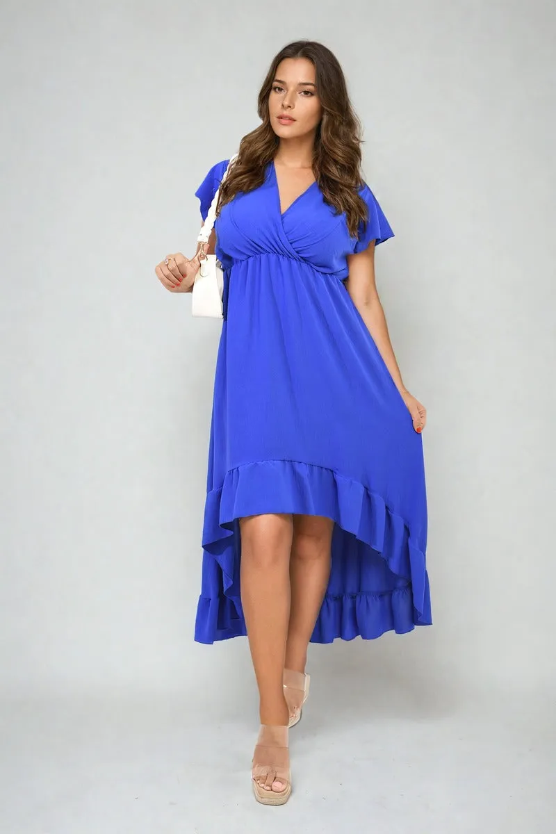 High Low Ruffle Hem Maxi Dress