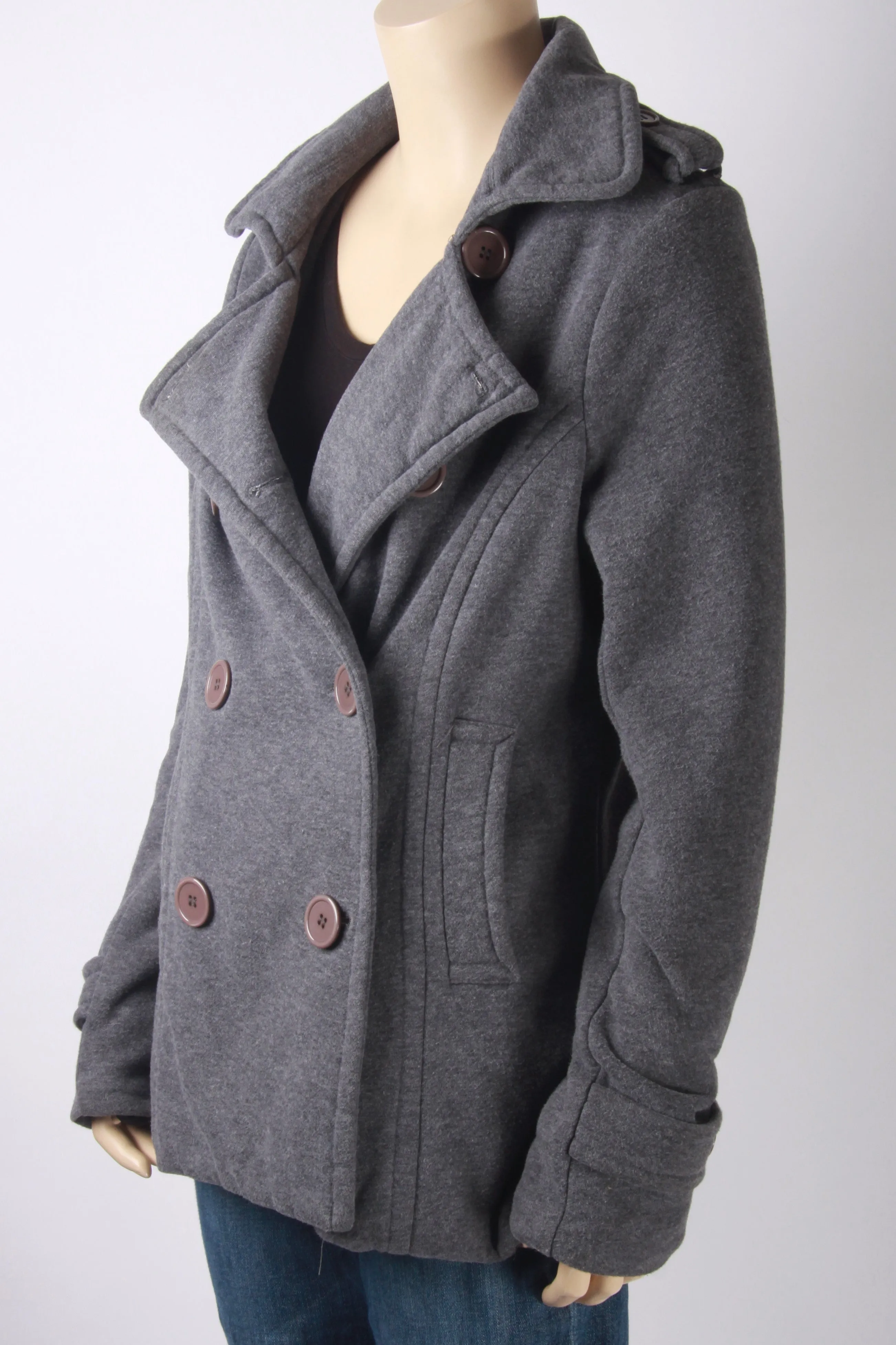 Iris Basic Gray Peacoat-Size Large