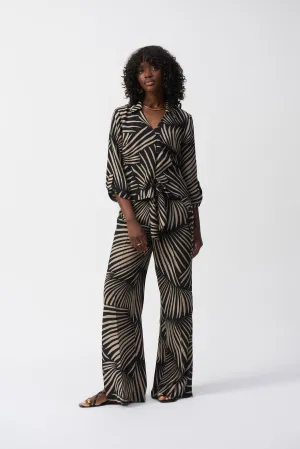 Joseph Ribkoff Gauze Tropical Print Wide-Leg Pants