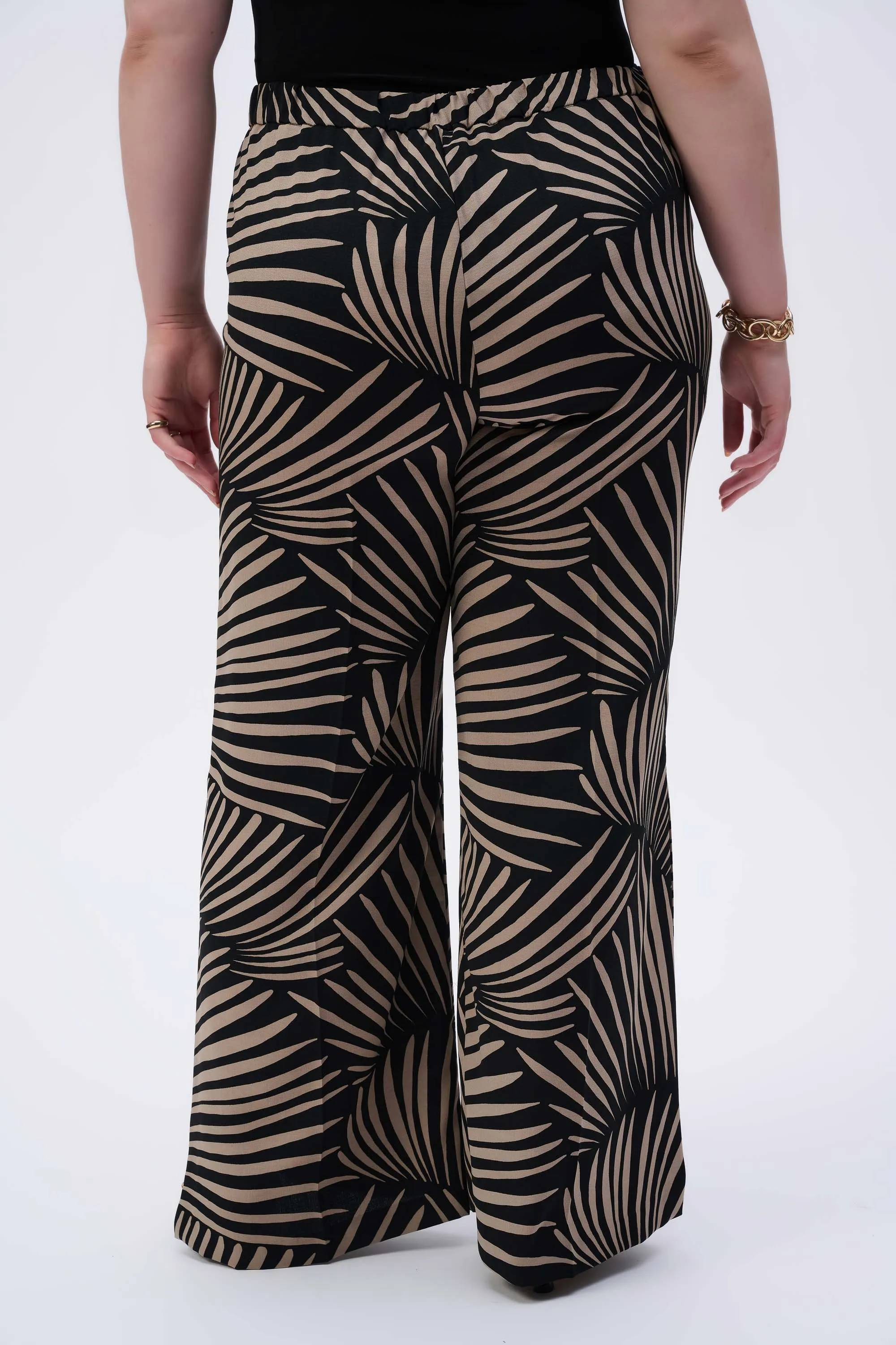 Joseph Ribkoff Gauze Tropical Print Wide-Leg Pants