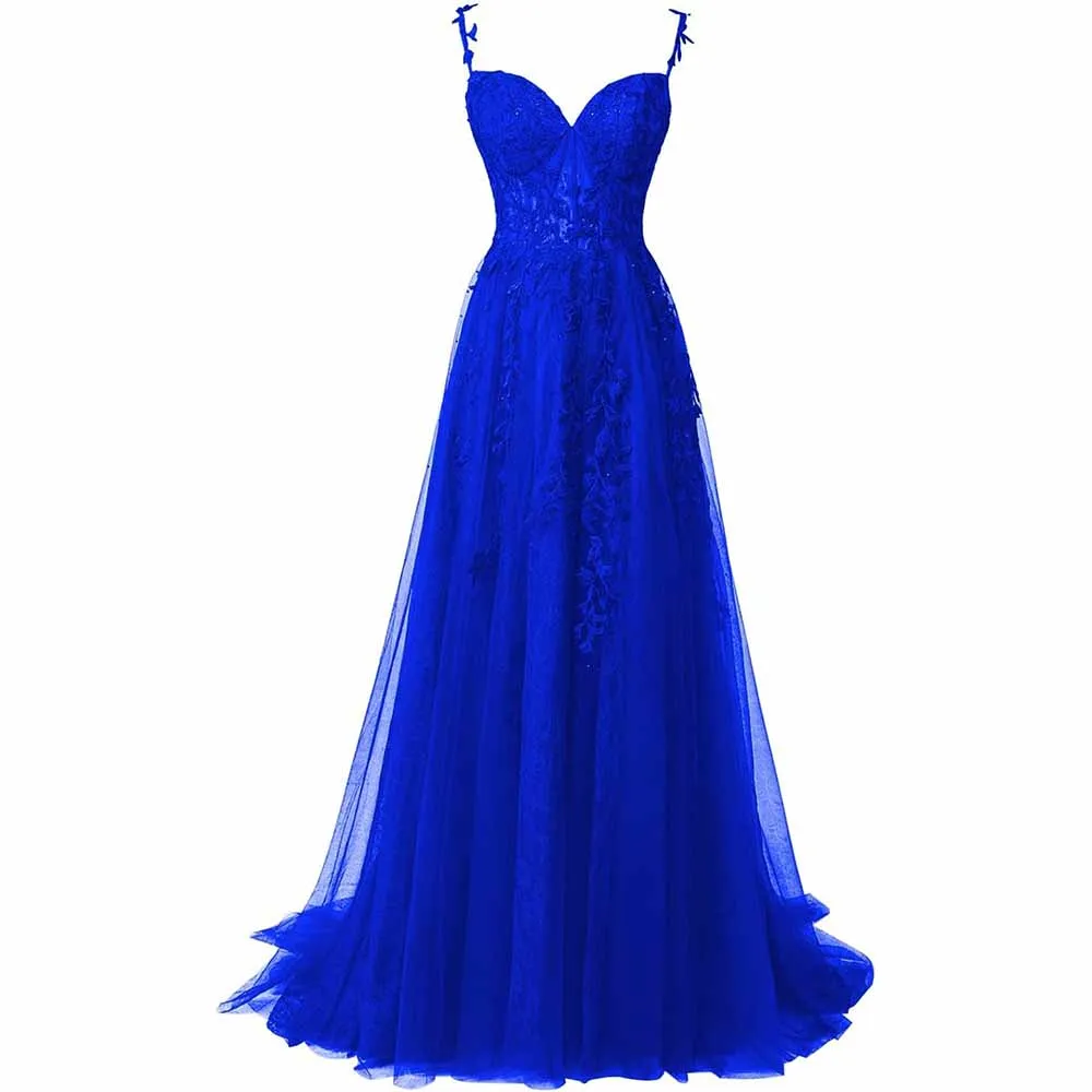 Lace Appliques Tulle Prom Dresses A Line Bridesmaid Dress Formal Wedding Dress