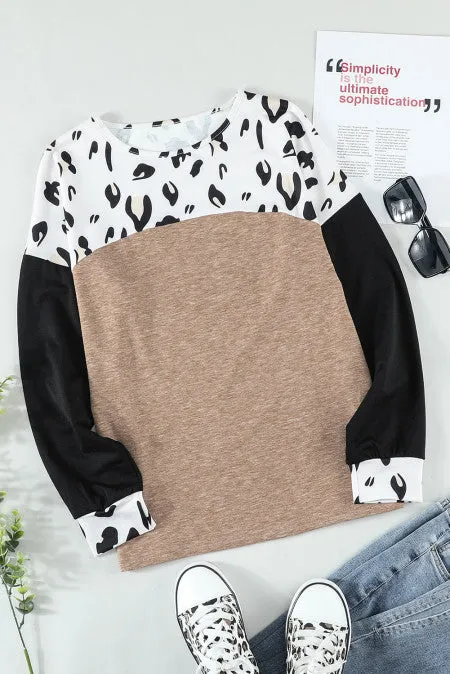 Leopard Colorblock Long Sleeve Top