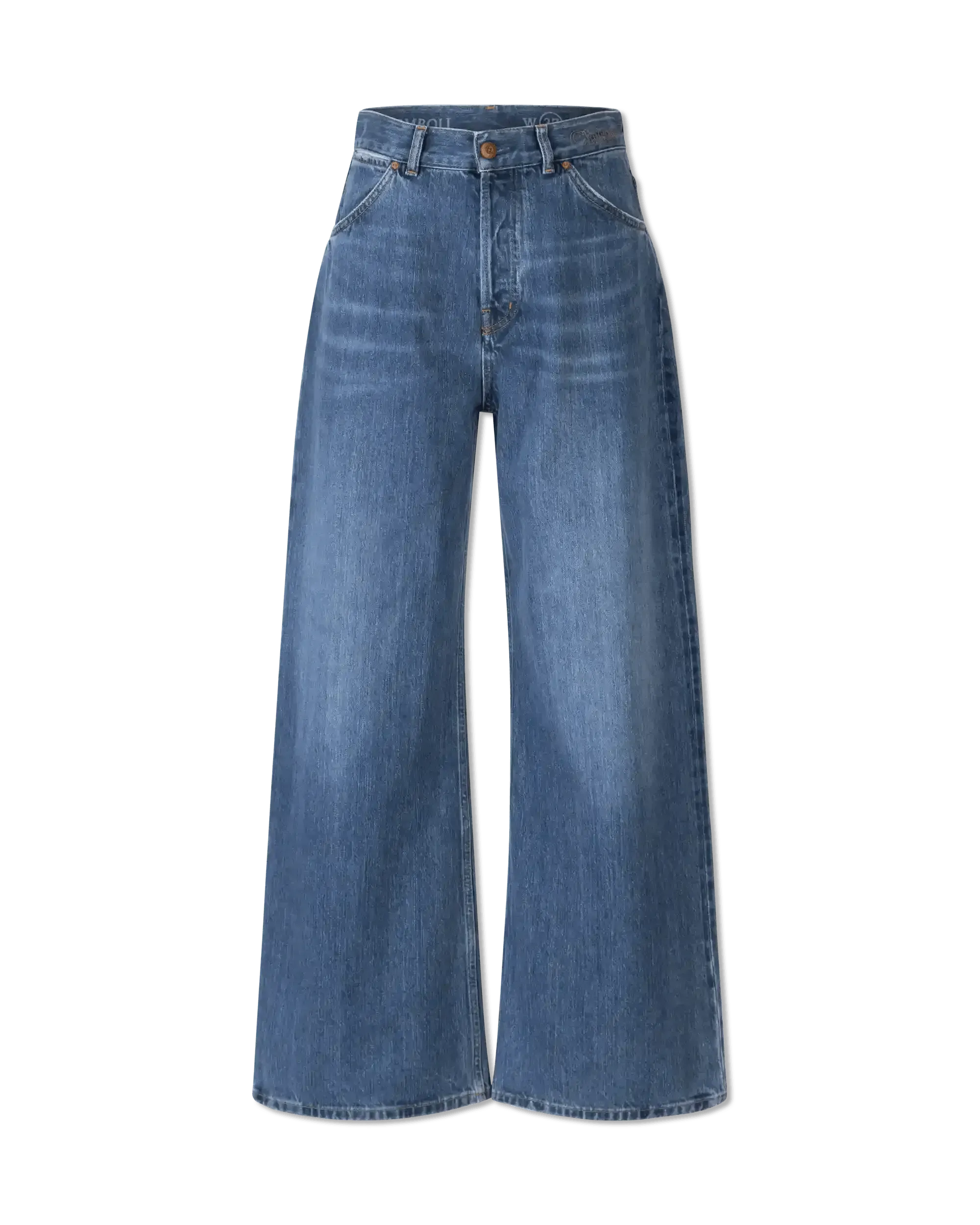 Logo Embroidered Wide Leg Jeans