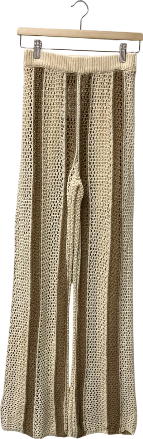 Lovers and Friends Beige Crochet Trousers UK XS