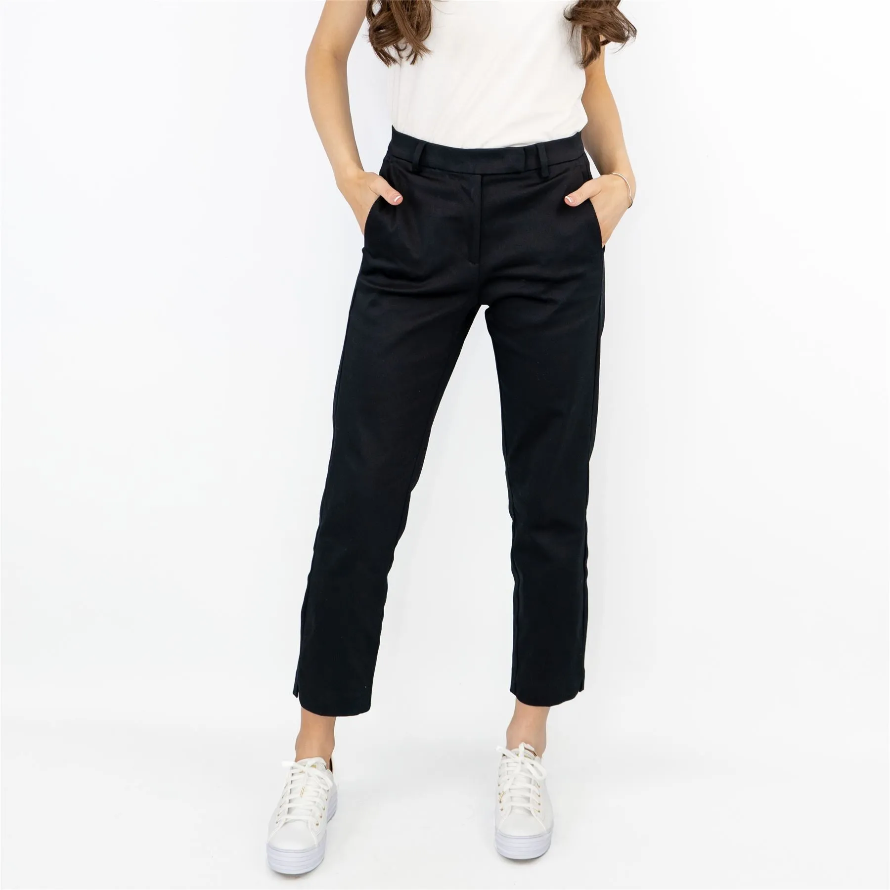 M&S Mia Slim Leg Crop Tapered Black Chino Trousers