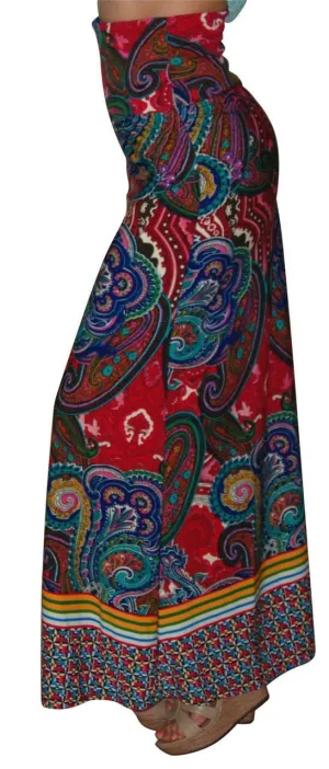 Maxi Skirt Mid East Paisley Maroon