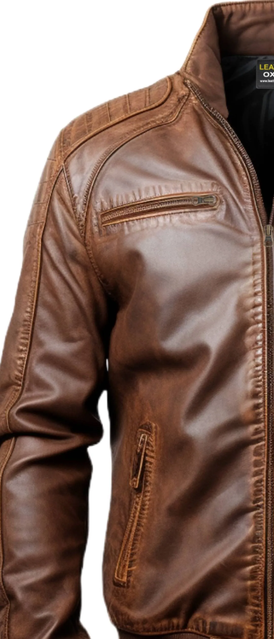 Men Brown Leather Bomber Jacket - Jordan Brown Leather Jacket