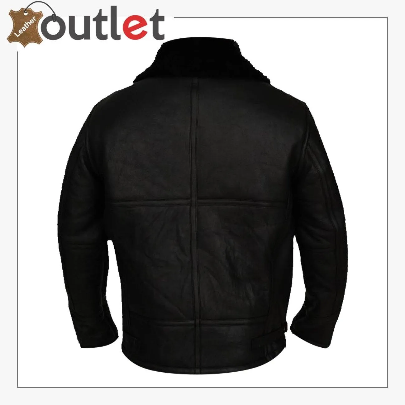 Men Jet Black Shearling Leather Jacket