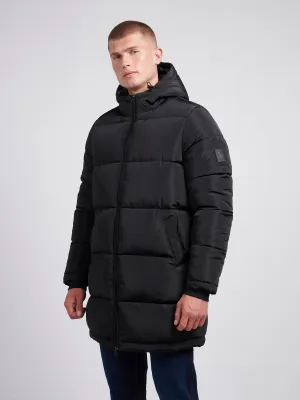 Mens Classic Longline Puffer Jacket in Black