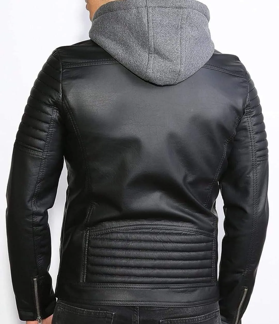 Men's Leather Hooded Jacket