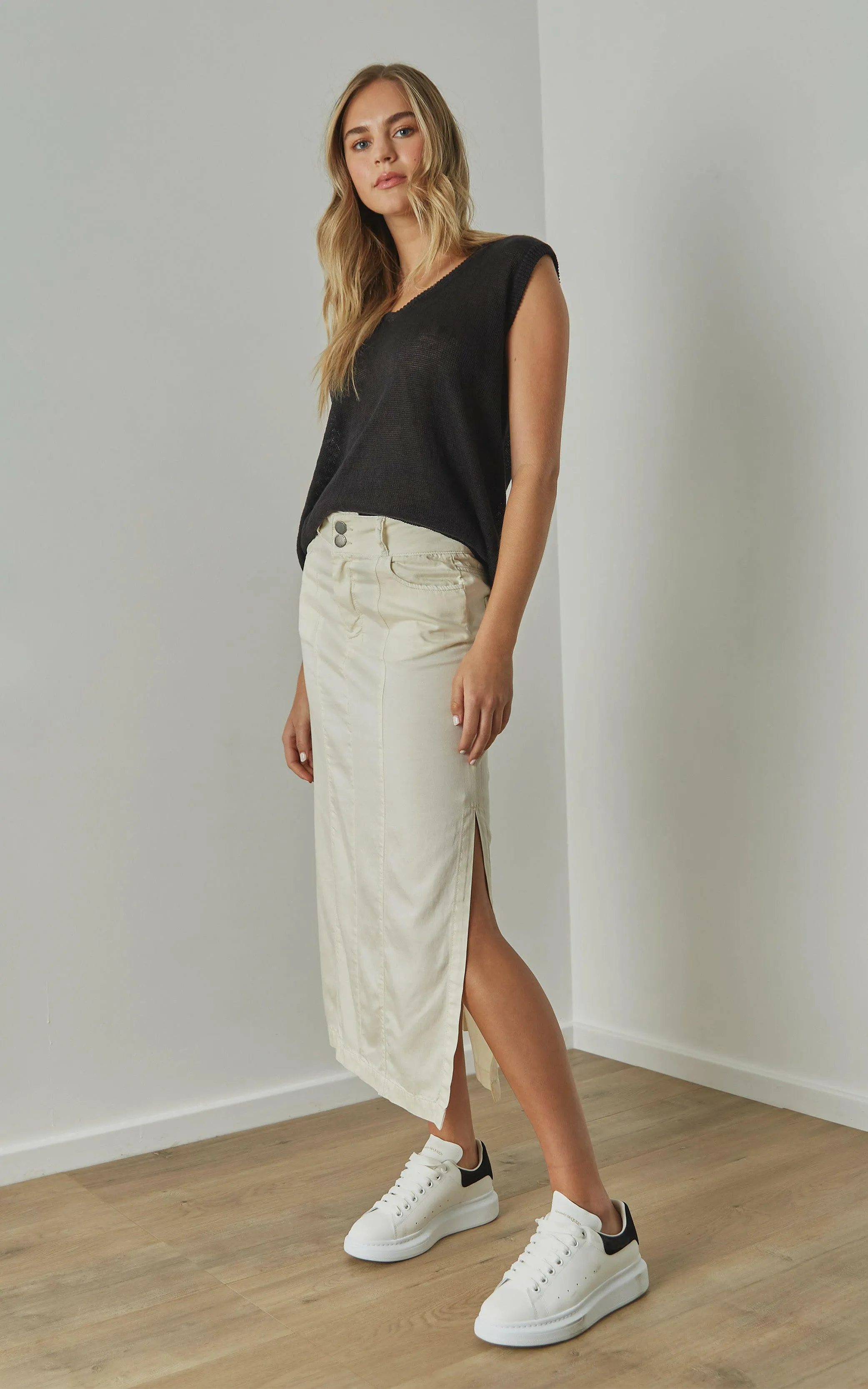 Mona Ivory Tencel Skirt